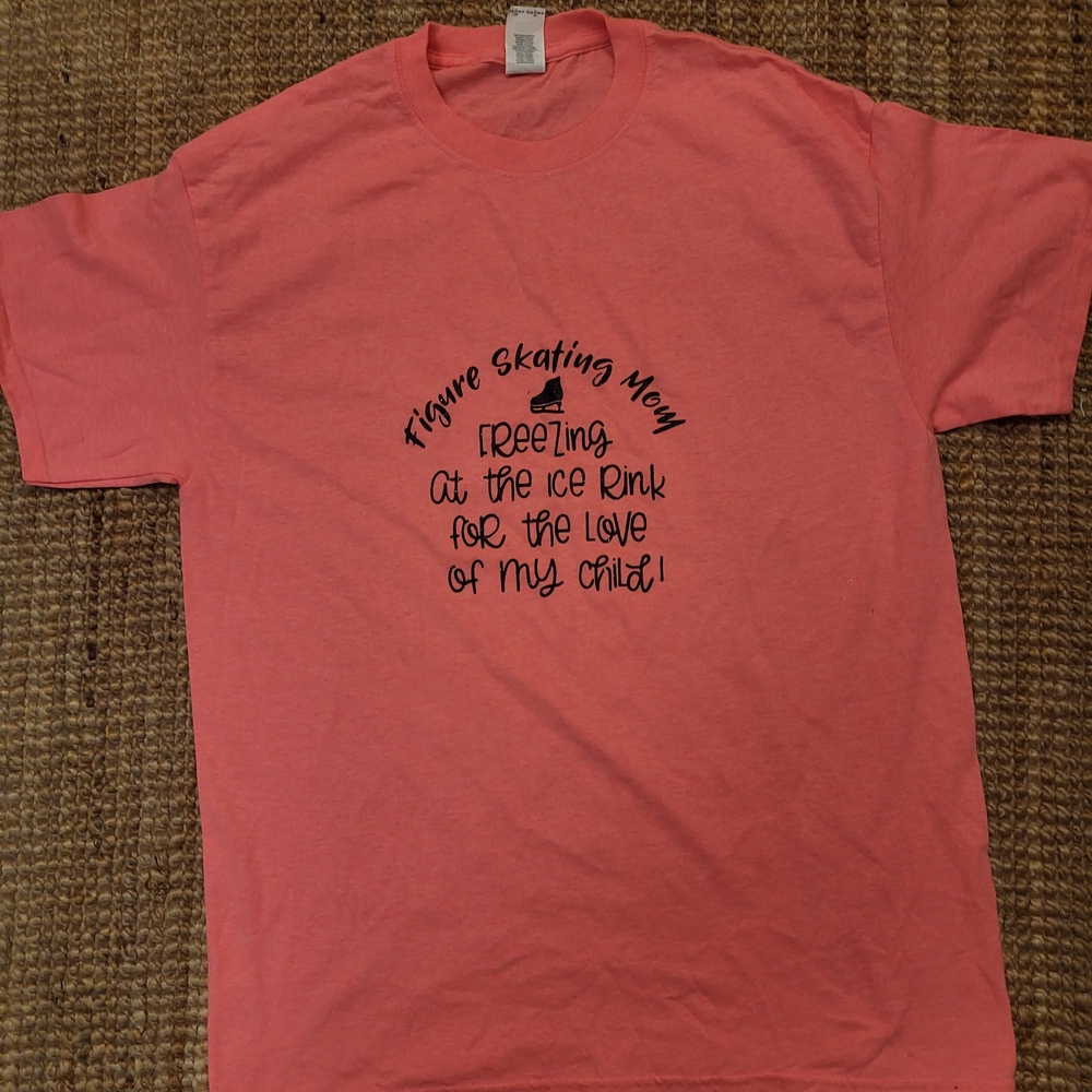 Gildan Bright Pink Ice Skating Mom T-Shirt